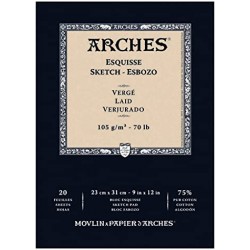 ARCHES DESSIN DRAWING LAID PAPER 20 SHEETS 105G 75% COTON